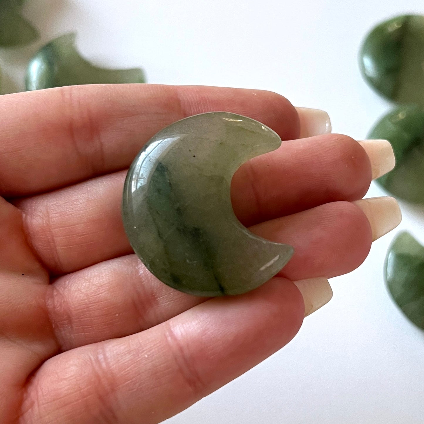 Green Aventurine Crescent Moon Carving