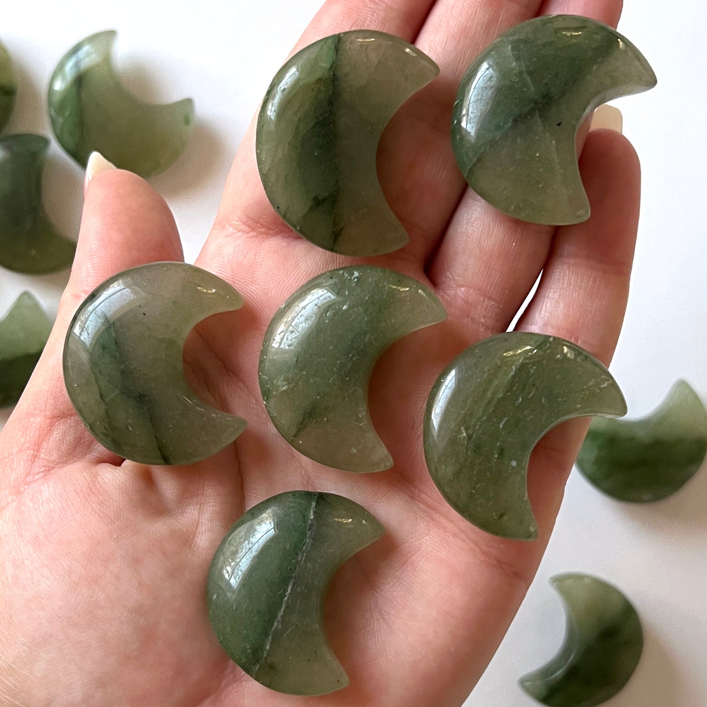 Green Aventurine Crescent Moon Carving