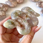 Green Flower Agate Snake Carving