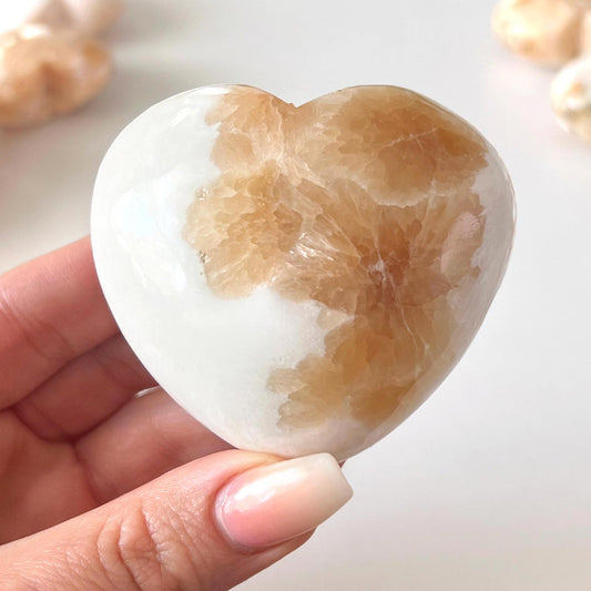 Pink Scolecite with Peach Stilbite Heart