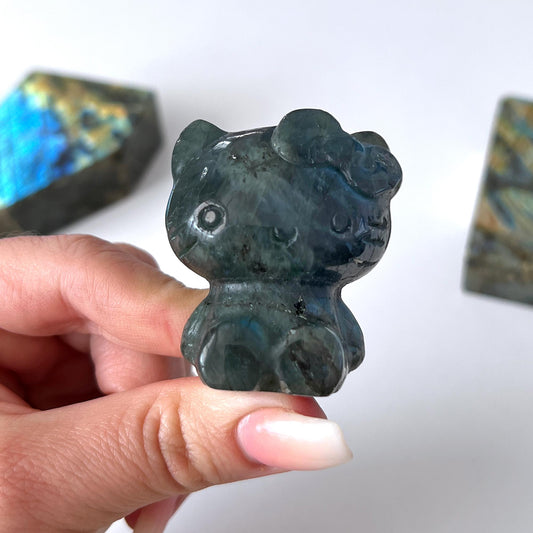 Labradorite Hello Kitty Carving