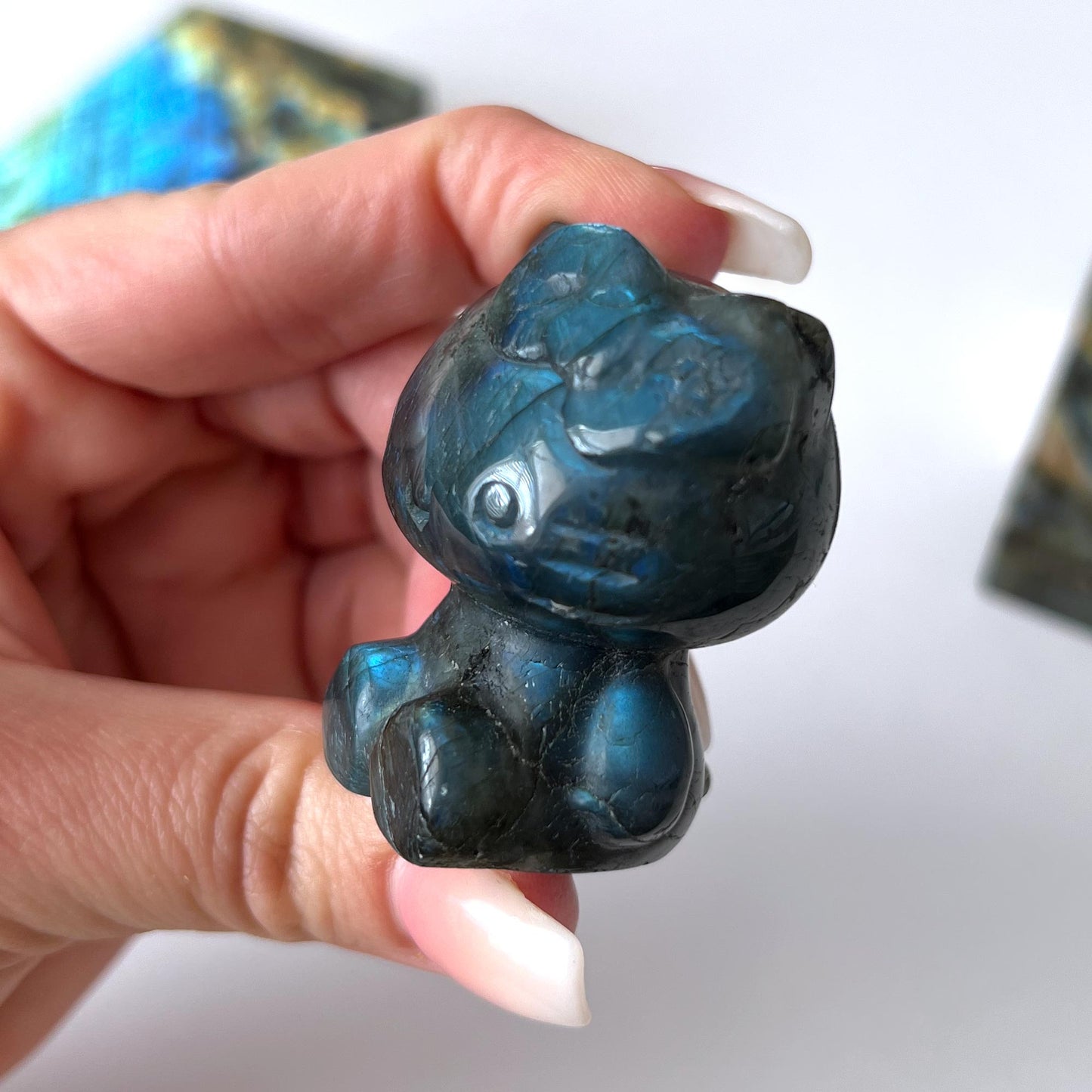 Labradorite Hello Kitty Carving