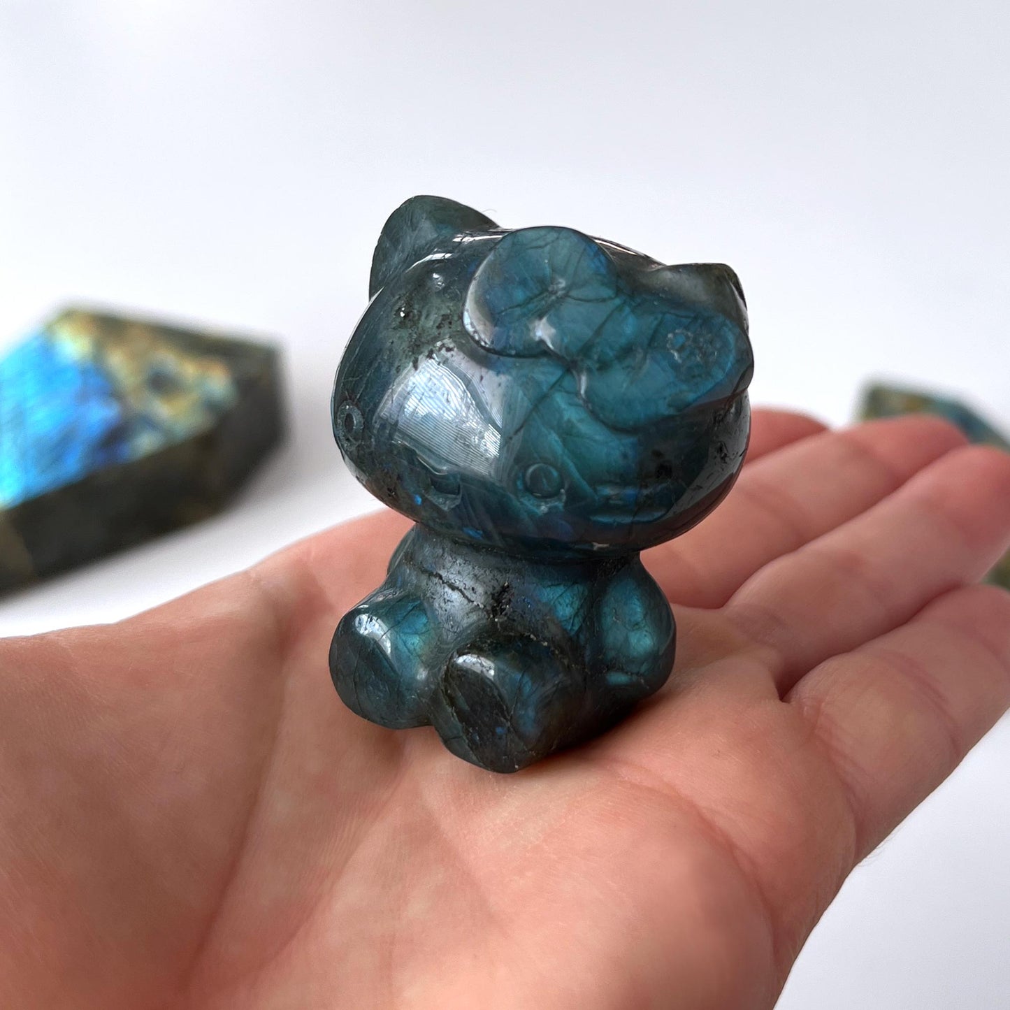 Labradorite Hello Kitty Carving