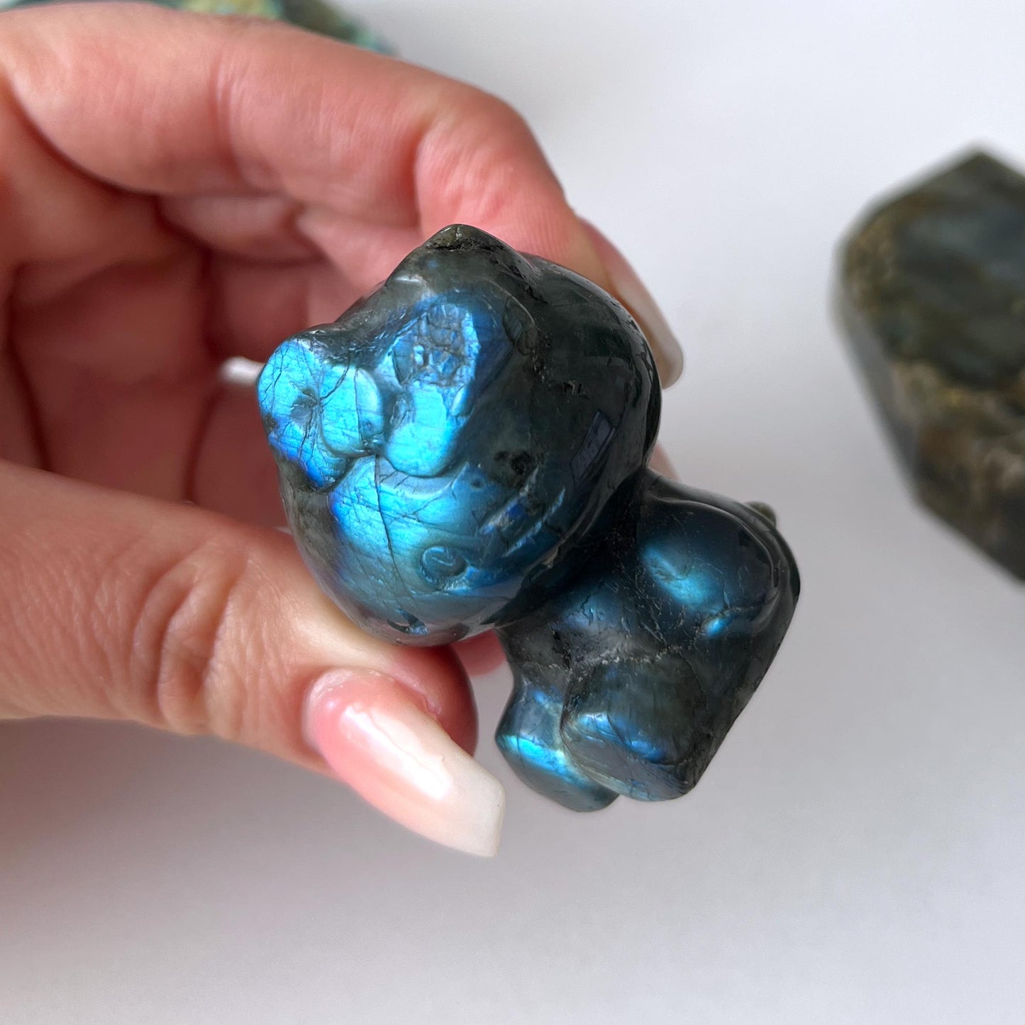 Labradorite Hello Kitty Carving