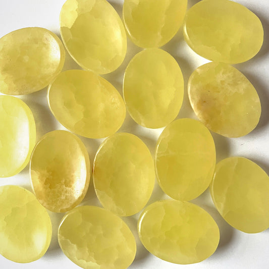 Lemon Calcite Palm-Size Worry Stone