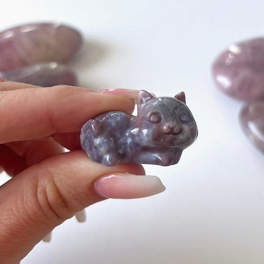 Ocean Jasper Cat Carving