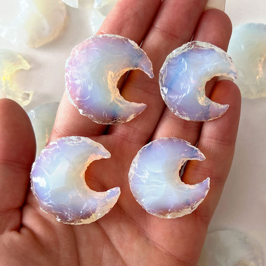 Opalite Textured Crescent Moon