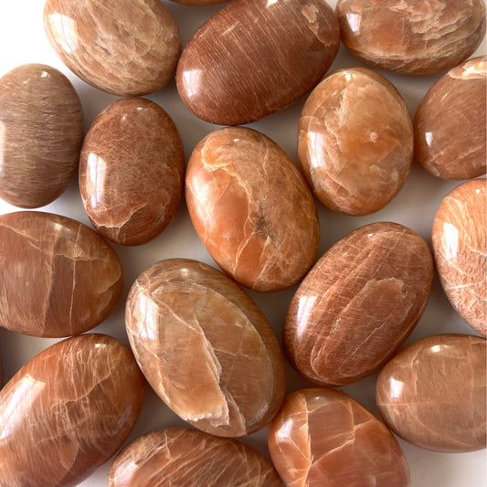 Dark Peach Moonstone Palm Stone