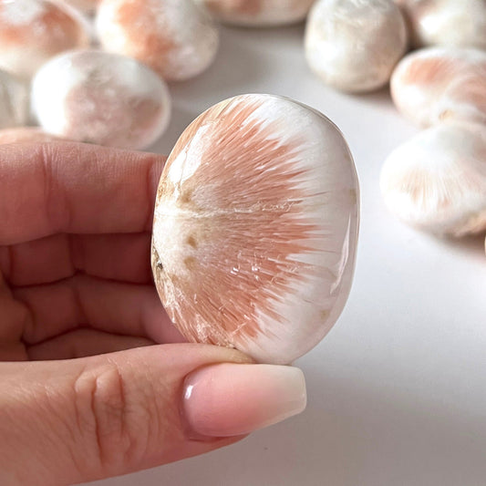 Pink Scolecite Palm Stone