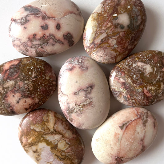 Porcelain Pink Jasper Palm Stone