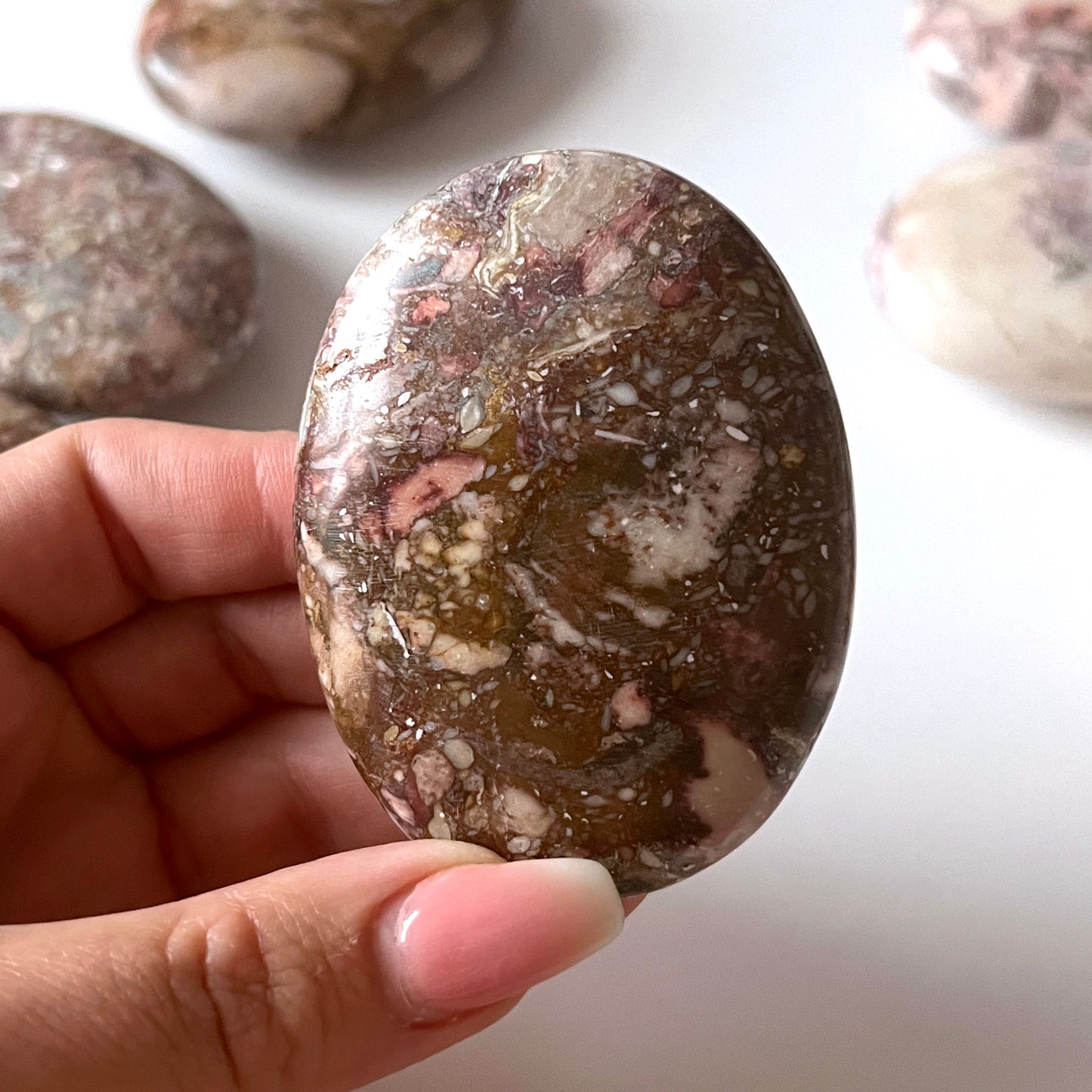 Porcelain Pink Jasper Palm Stone