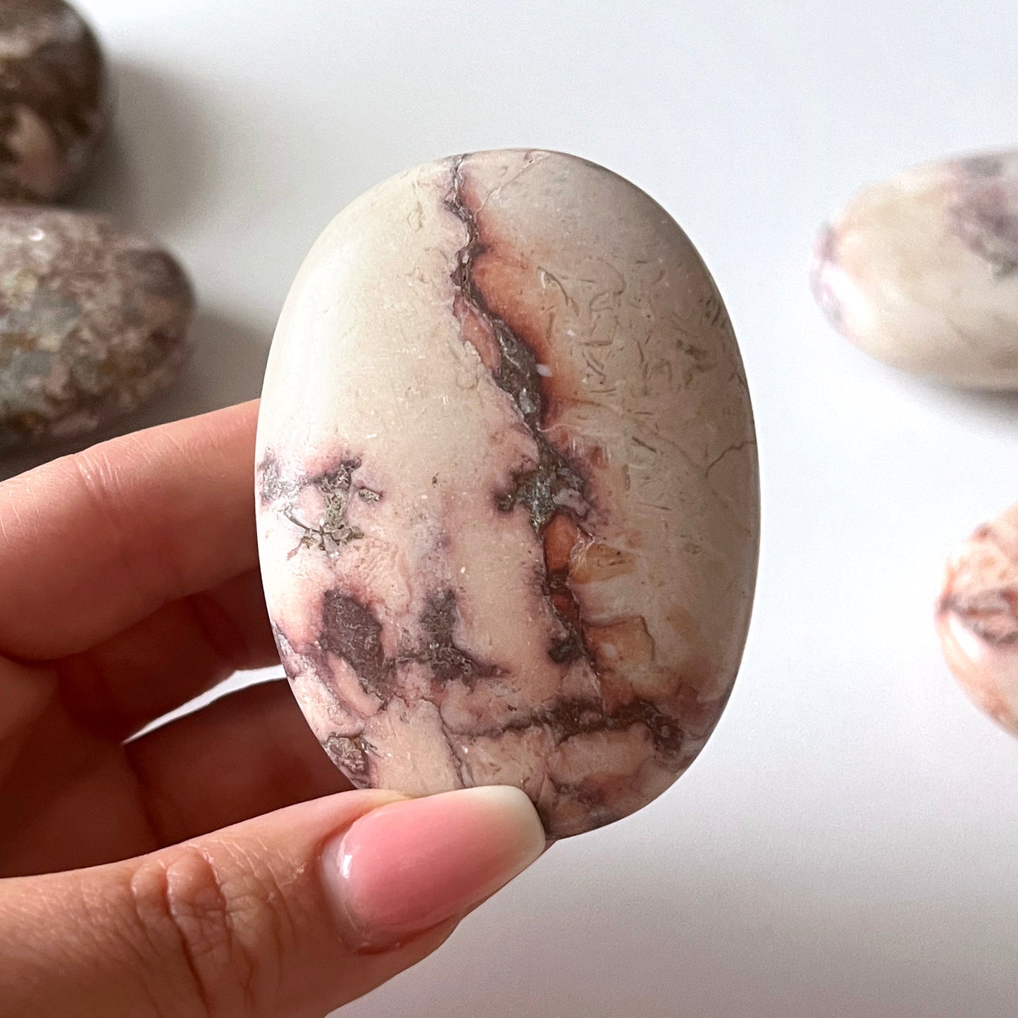 Porcelain Pink Jasper Palm Stone