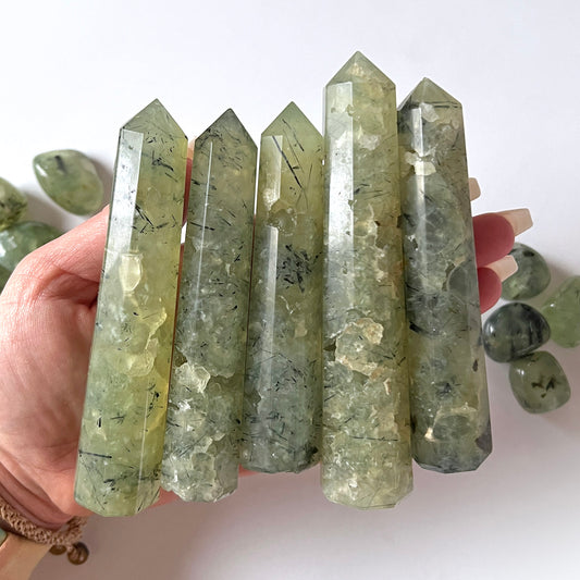 Prehnite Faceted Tower