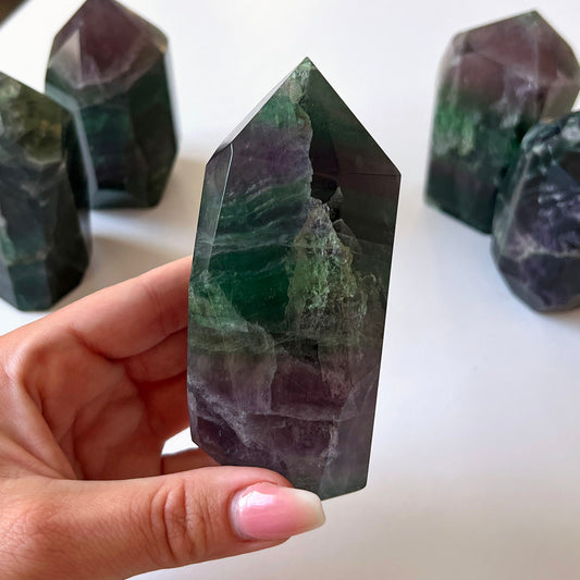 Rainbow Fluorite Faceted Tower
