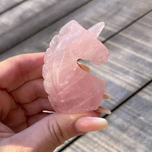 Rose Quartz Unicorn Carving
