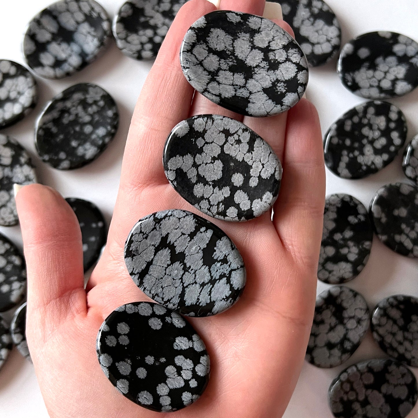 Snowflake Obsidian Worry Stone