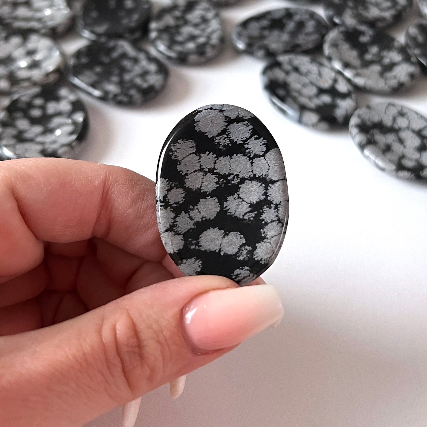 Snowflake Obsidian Worry Stone