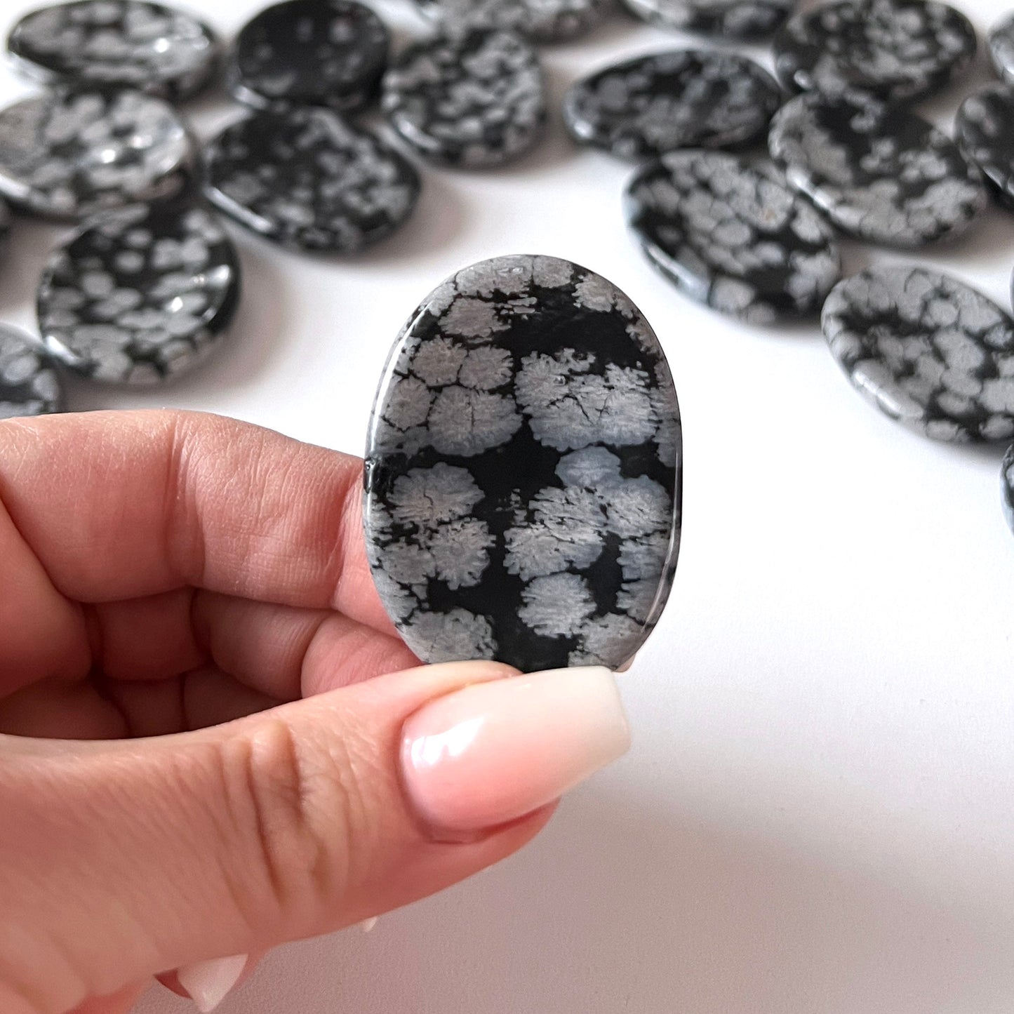 Snowflake Obsidian Worry Stone