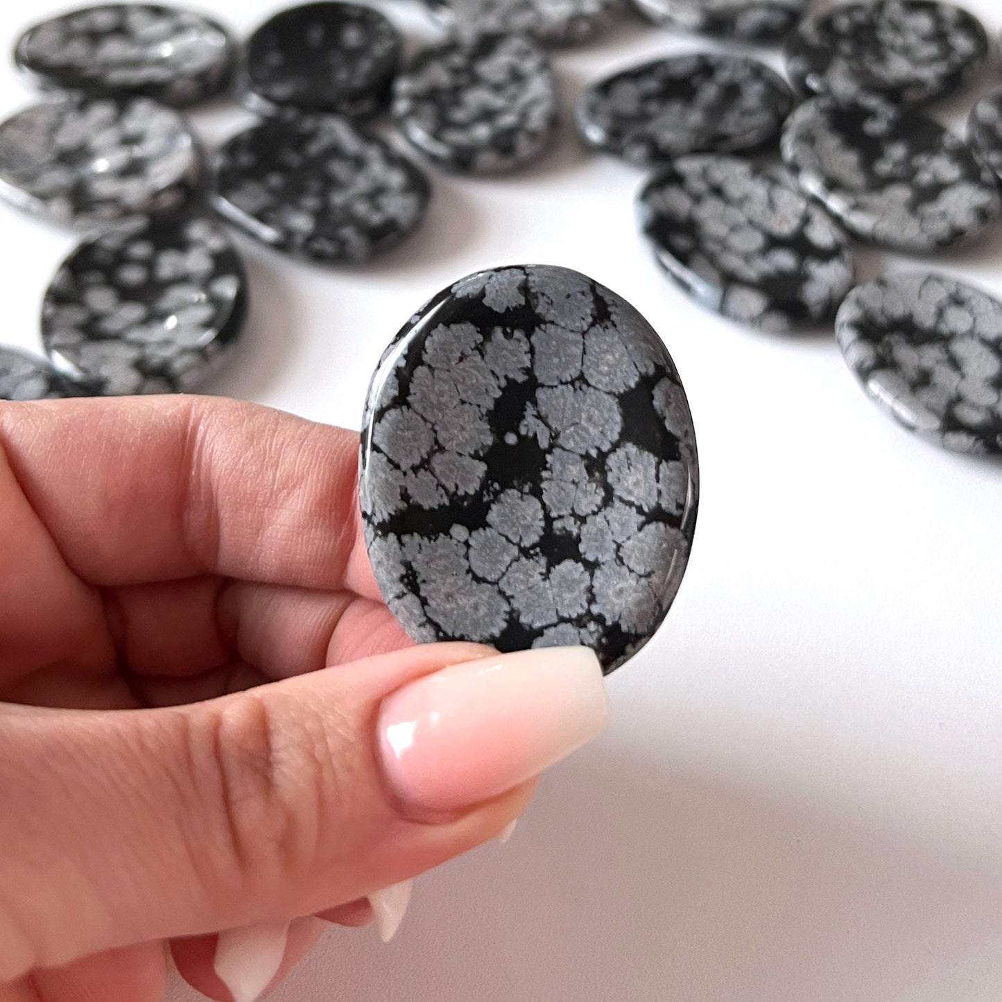 Snowflake Obsidian Worry Stone