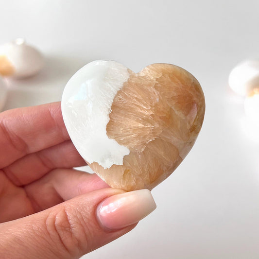 Pink Scolecite with Peach Stilbite Heart