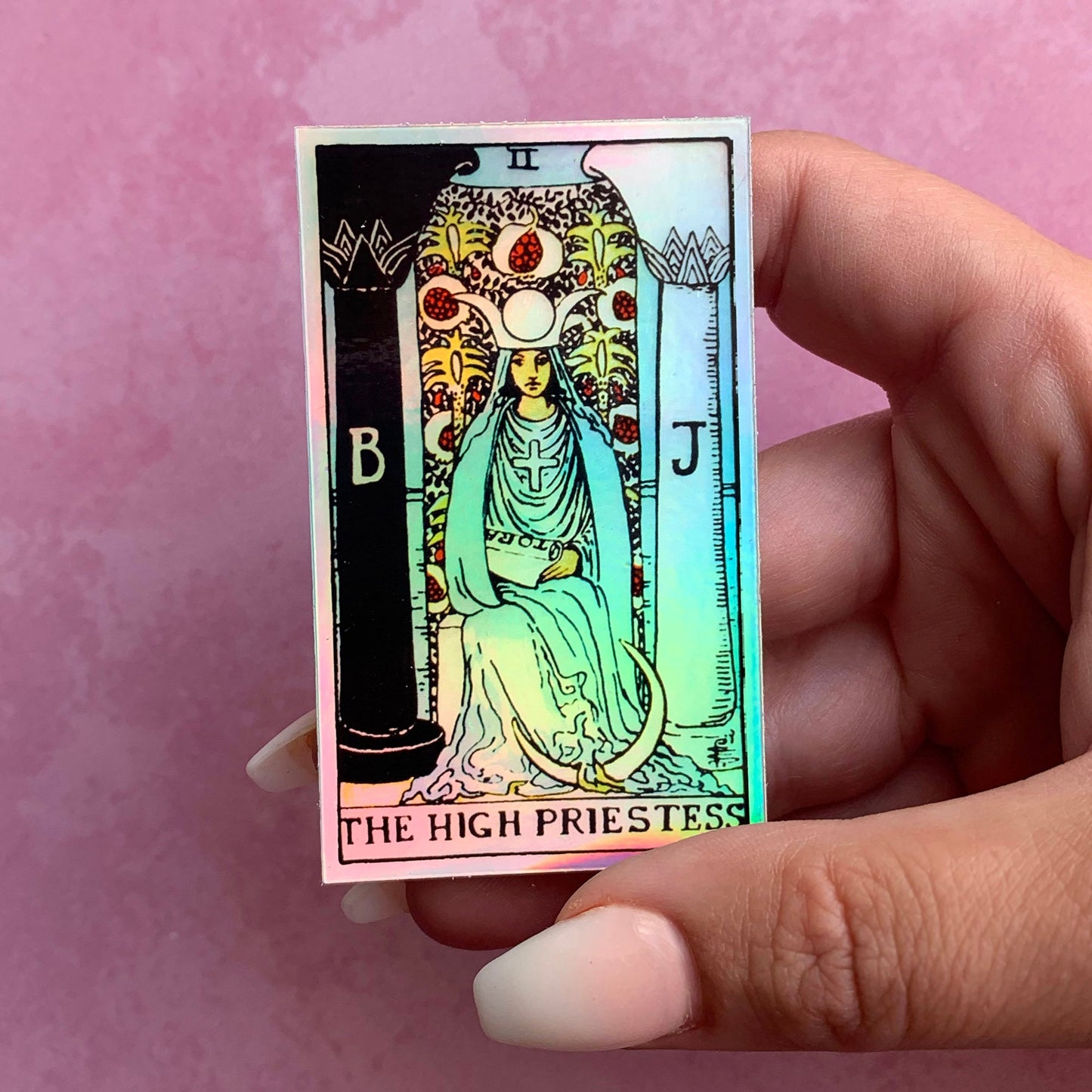 High Priestess Tarot Card Holographic Sticker - Sole Luna