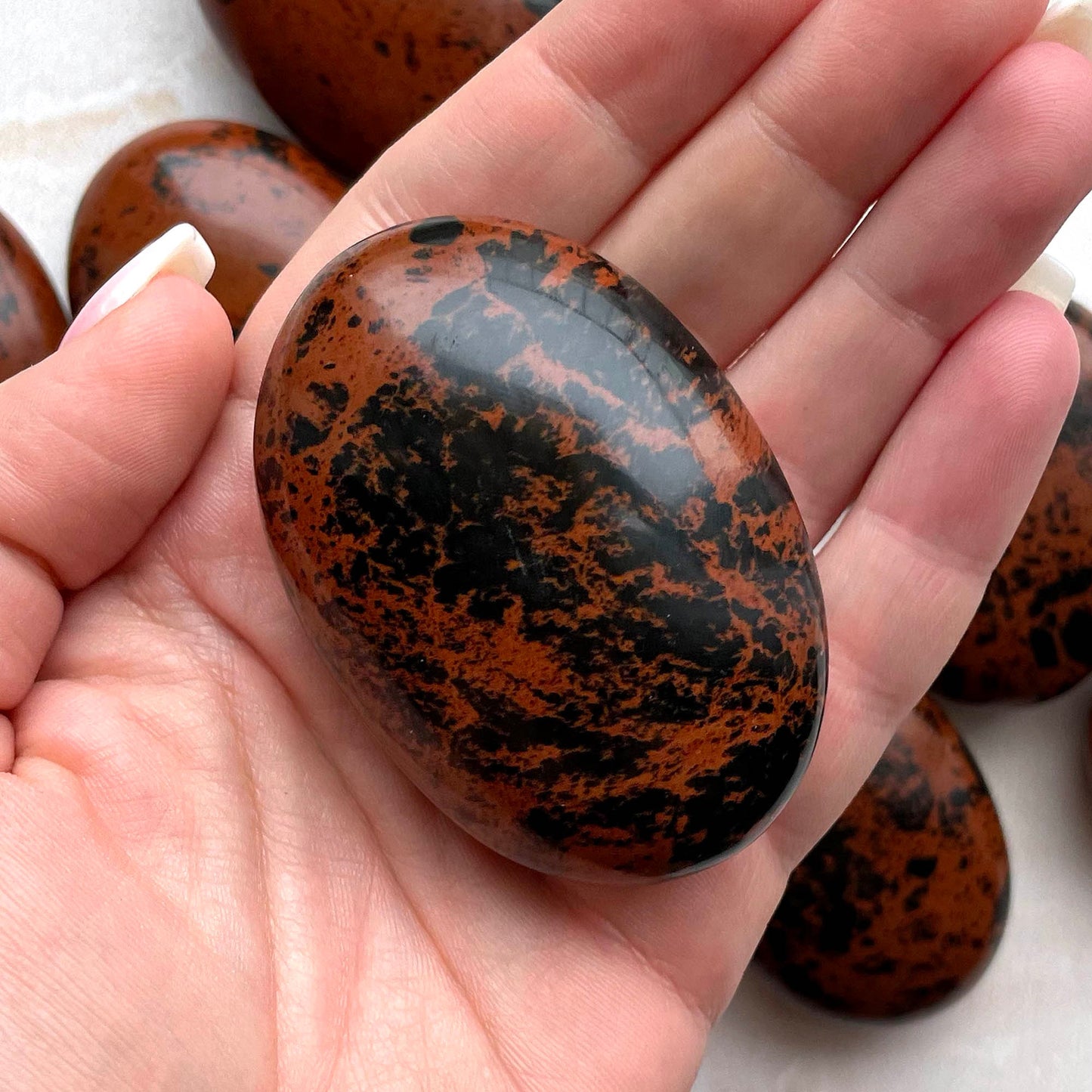 Mahogany Obsidian Palm Stone