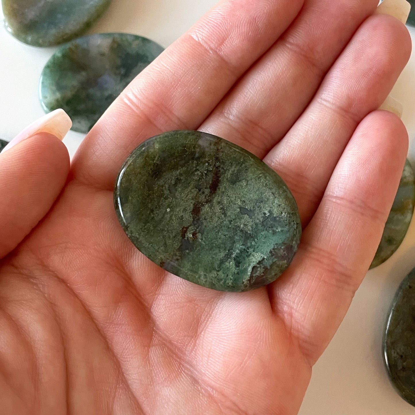 PROSPERITY | Moss Agate Worry Stone | New Beginnings | Abundance - Sole Luna