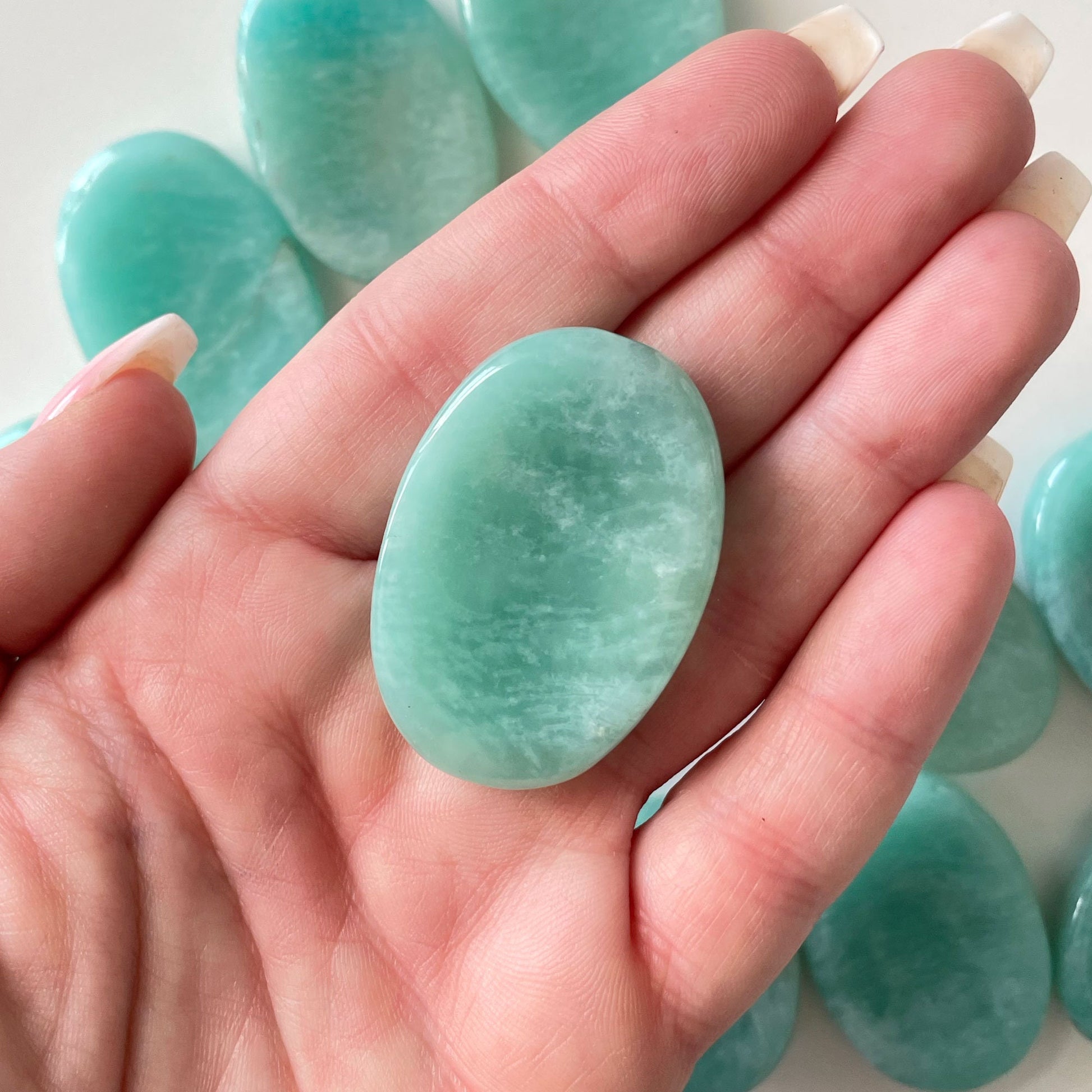 GOOD LUCK Amazonite Worry Stone | Healing | Prosperity Stone | Emotional Balance - Sole Luna