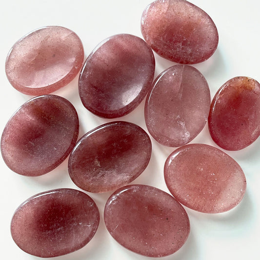 PERSONAL POWER Tanzberry Quartz Worry Stone | Positive Thinking | Manifestation | Cherry Quartz | Sexual Expression | Sacral Chakra - Sole Luna