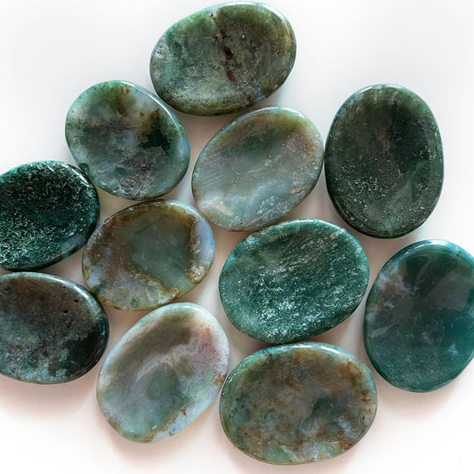 PROSPERITY | Moss Agate Worry Stone | New Beginnings | Abundance - Sole Luna