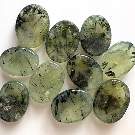 INNER KNOWING Prehnite Worry Stone | Aura Cleansing | Prophetic Powers | Heart Healing - Sole Luna