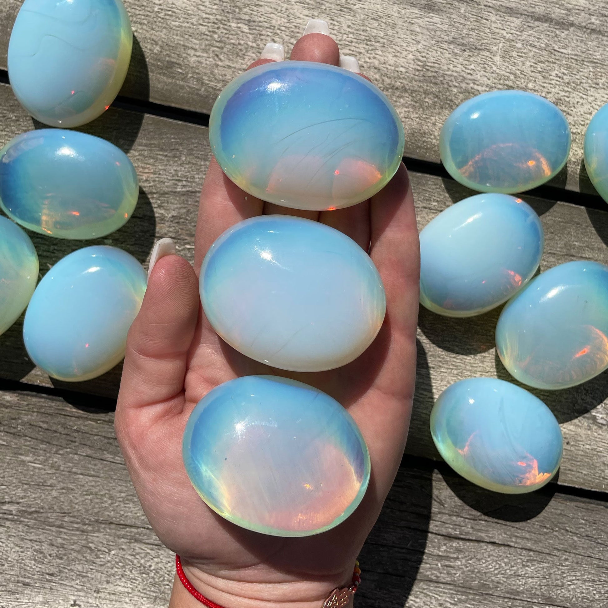 Opalite Palm Stone | Opalite Glass - Sole Luna