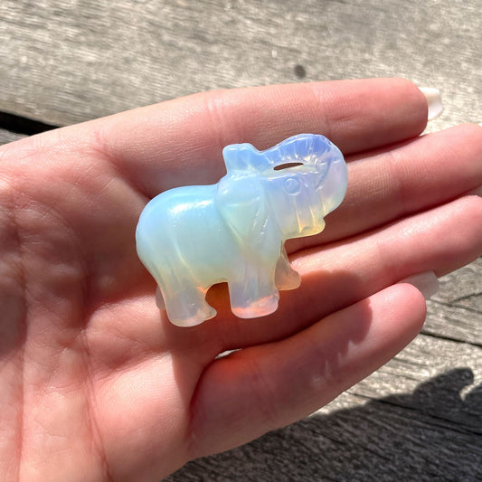 Opalite Carved Elephant | Opalite Glass | Elephant Carving - Sole Luna