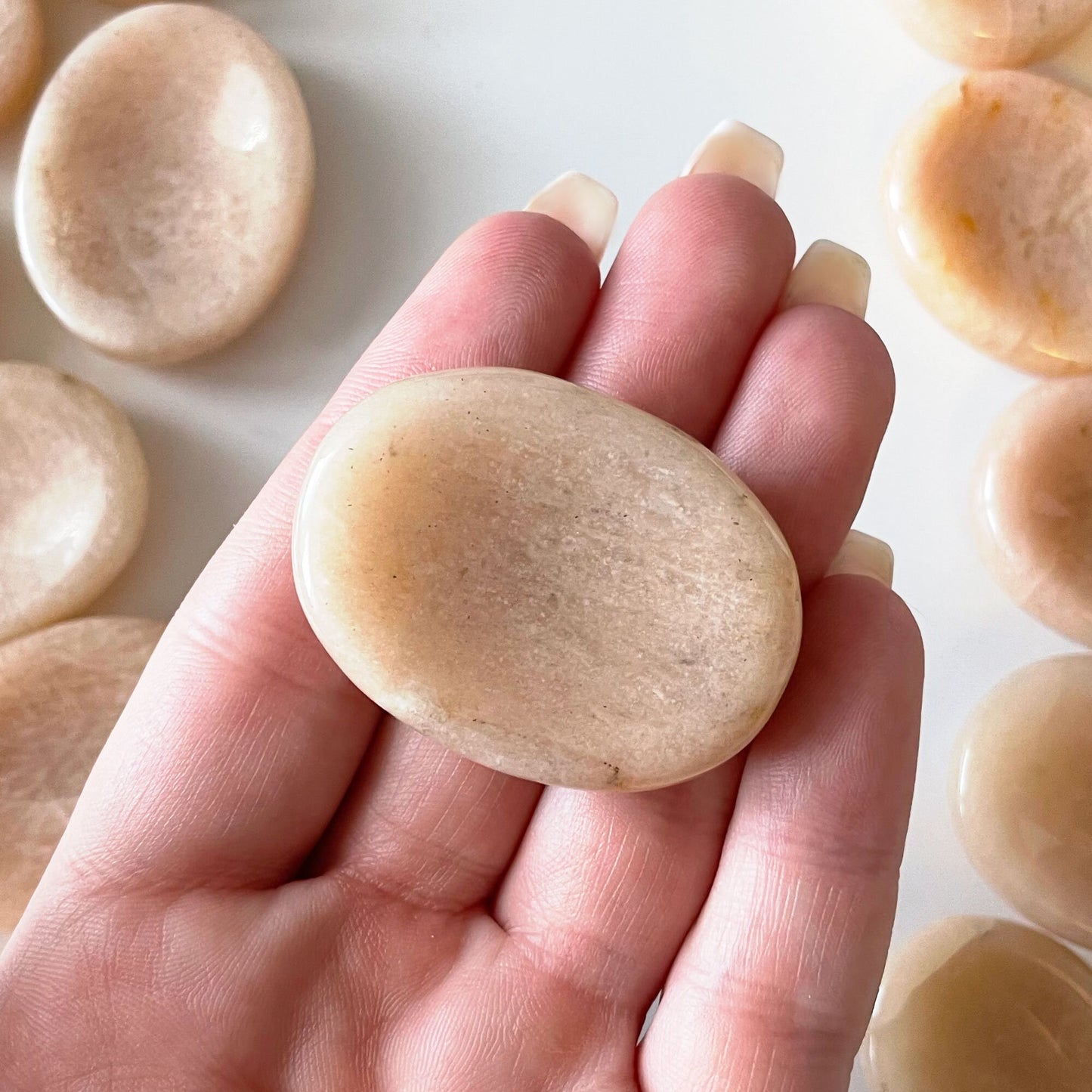 Peach Moonstone Worry Stone | Divine Feminine | Soothes Anxiety | Emotional Support | Intuition - Sole Luna