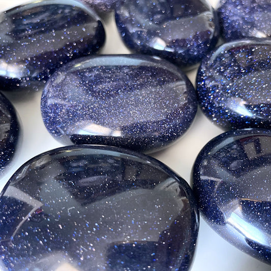 Blue Goldstone Palm Stone | Protection Crystal |  | Uplifting | Money | Power - Sole Luna