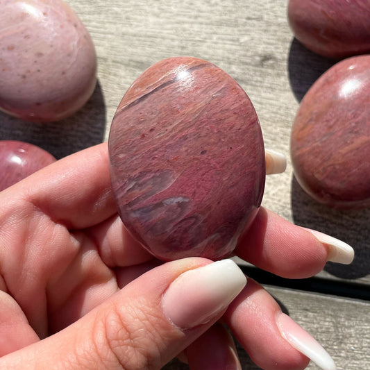 Pink Petrified Wood Palm Stone