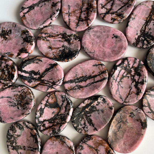 Rhodonite Worry Stone | Emotional Balance | Heart Healing | Fear Release | Emotional Abuse | Trauma | Purge Toxicity in Relationships - Sole Luna