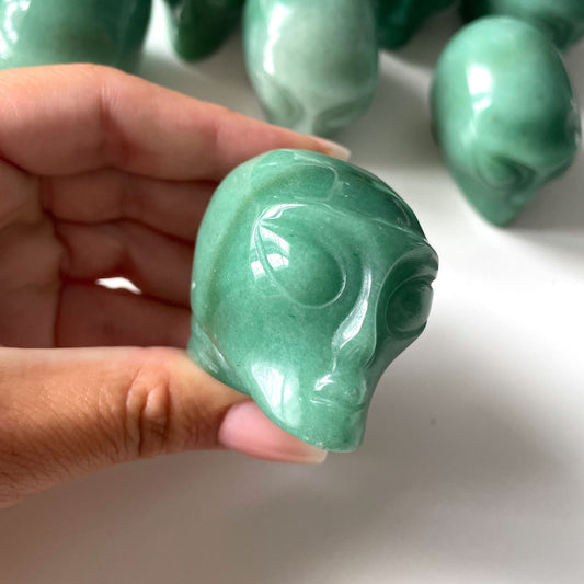 Green Aventurine Alien Head Carving