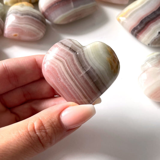 Pink Banded Calcite Heart