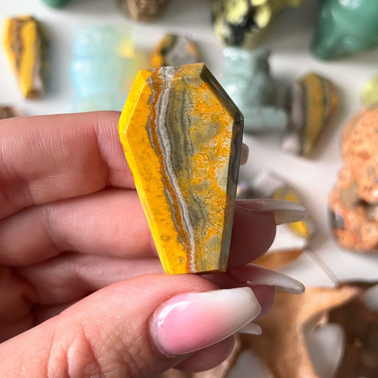 Bumble Bee Jasper Coffin Carving from Indonesia | Confidence | Creativity | Energy - Sole Luna