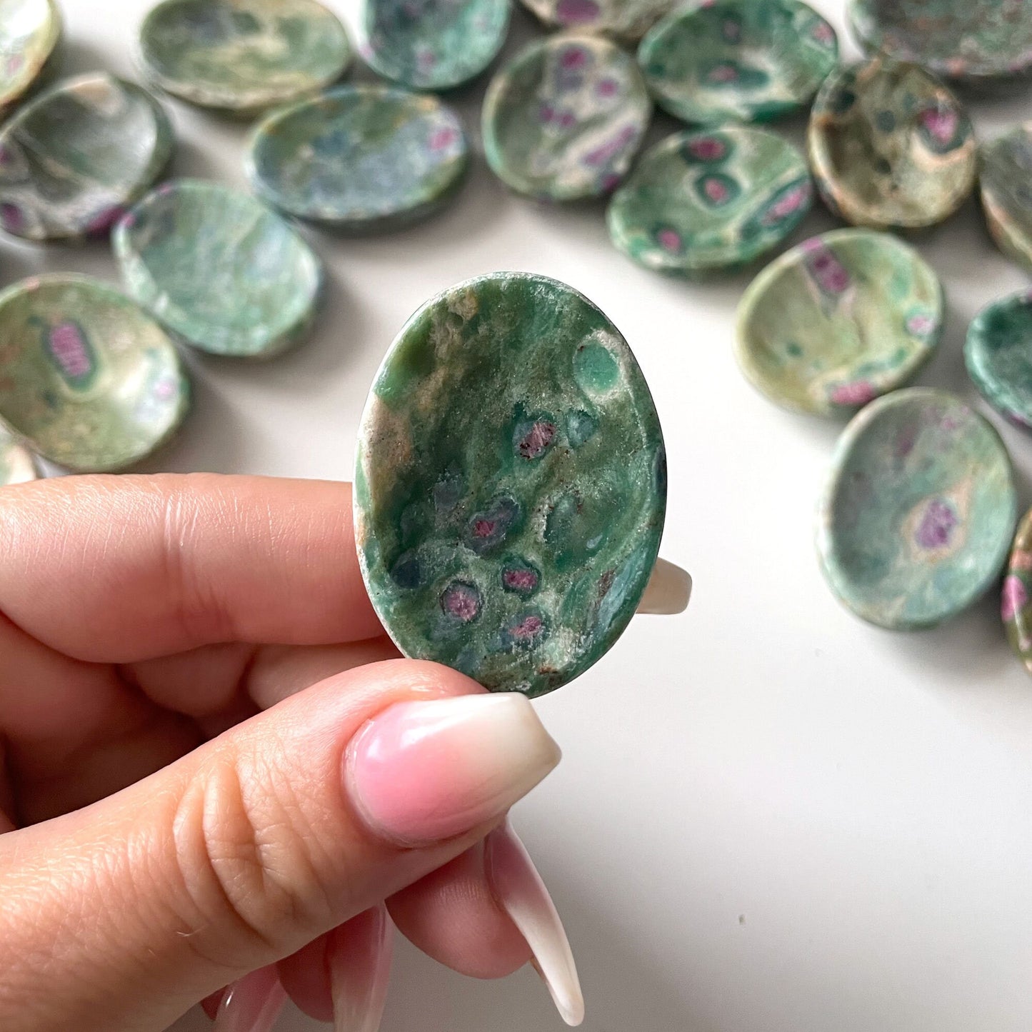 PERSONAL GROWTH Ruby Fuschite Worry Stone | Emotional Trauma | Transforms Negative to Positive | Balance | Strength - Sole Luna