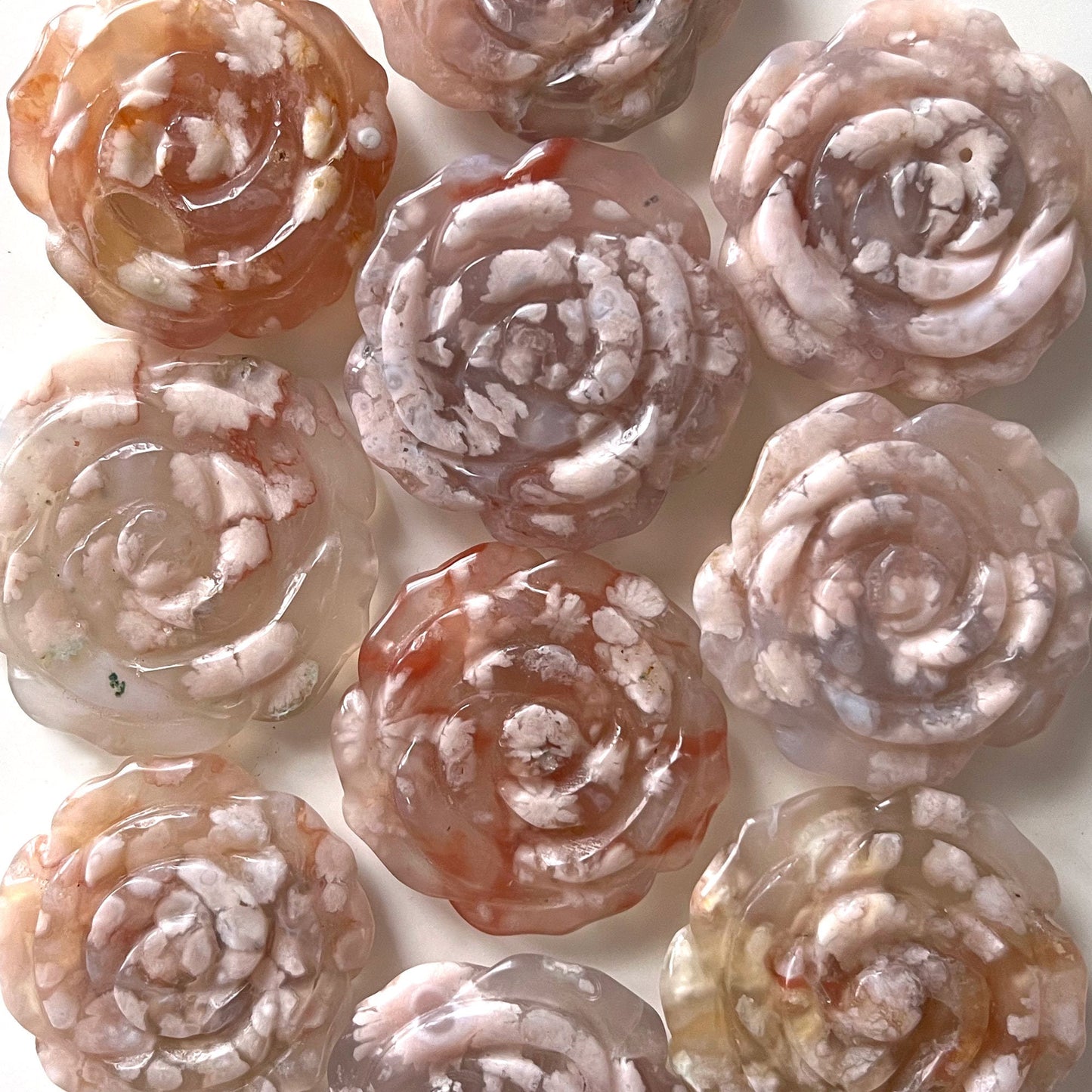 Flower Agate Carved ROSE | Spiritual Growth | New Beginnings | Great for Entrepreneurs - Sole Luna