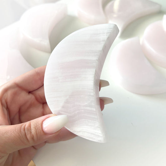 Pink Mangano Calcite Crescent Moon