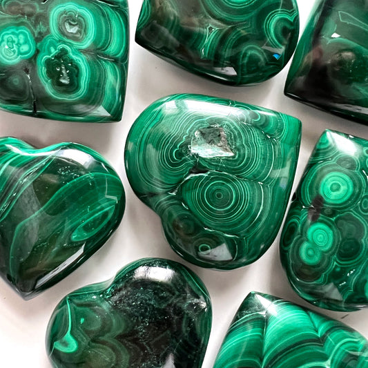 Malachite Heart Shape Palm Stone | Manifestation | Protection | Abundance | Change - Sole Luna