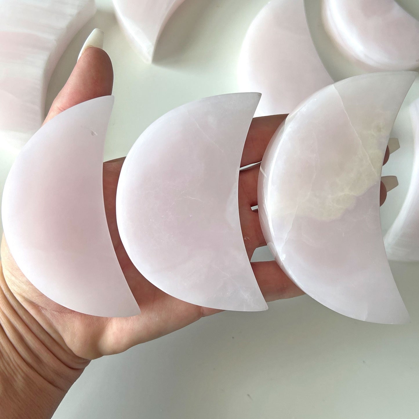 Pink Mangano Calcite Crescent Moon