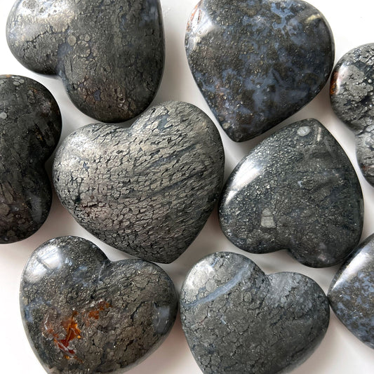 WEALTH Marcasite Heart Stone | Prosperity | Abundance | Self-Worth | Focus | Financial Growth | RARE - Sole Luna