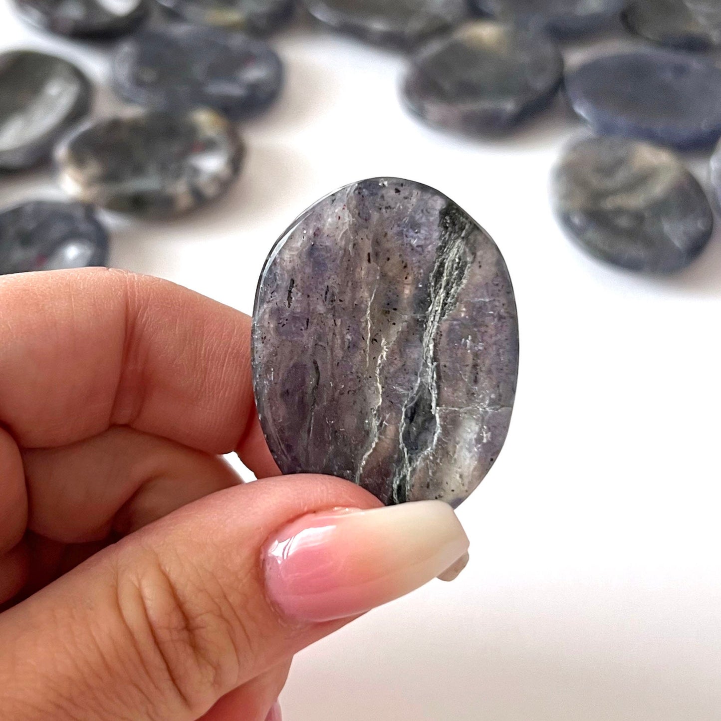 INTUITION Iolite Worry Stone | Awareness | Inner Vision | Third Eye + Crown Chakra | Past Life | Soul Retrieval | Shamanic Journeying - Sole Luna