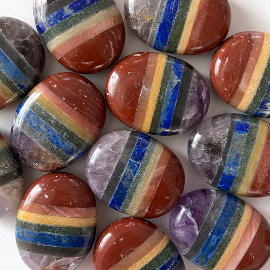 7 Chakra Bonded Palm Stone - Sole Luna