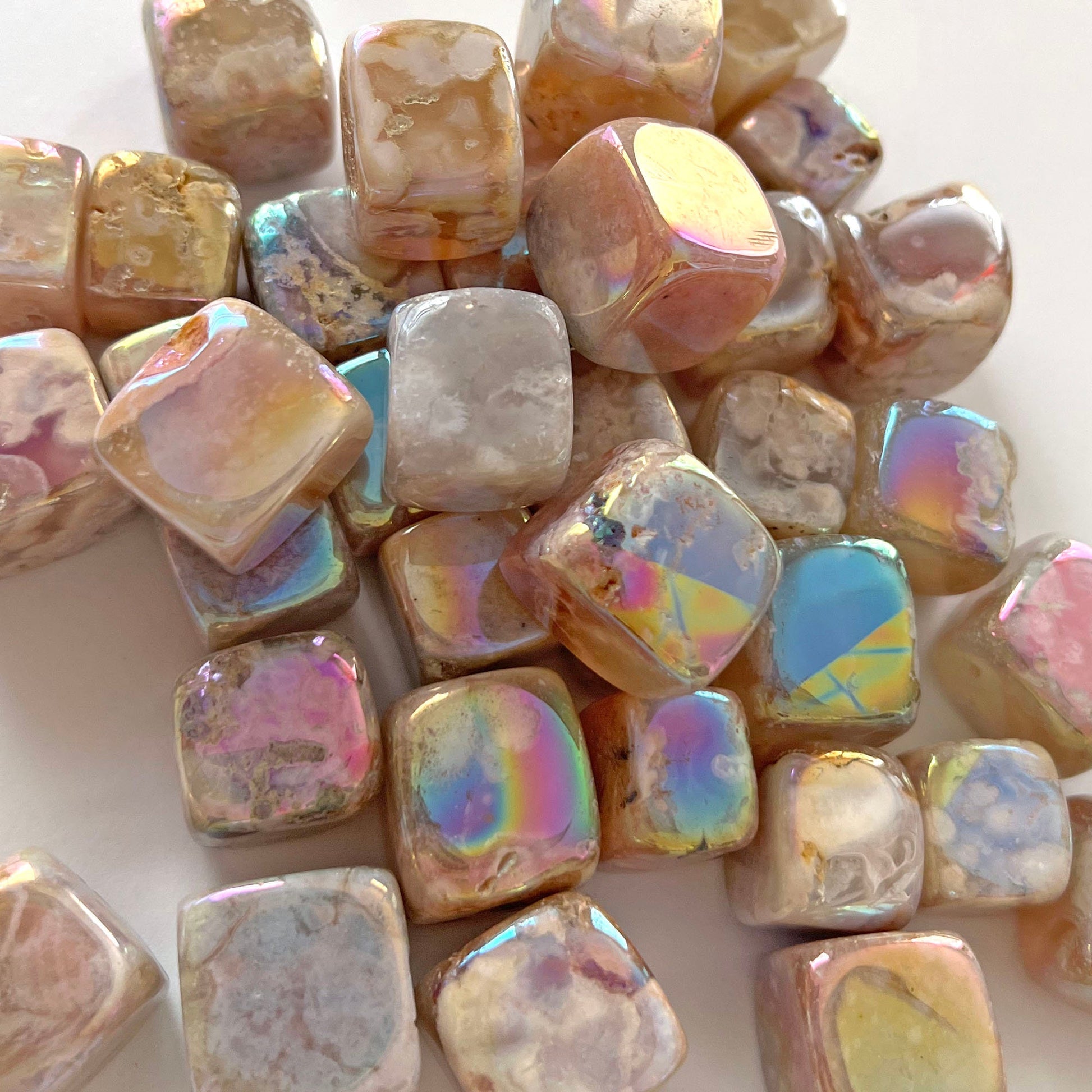 Aura Flower Agate Tumbled Cube - Sole Luna