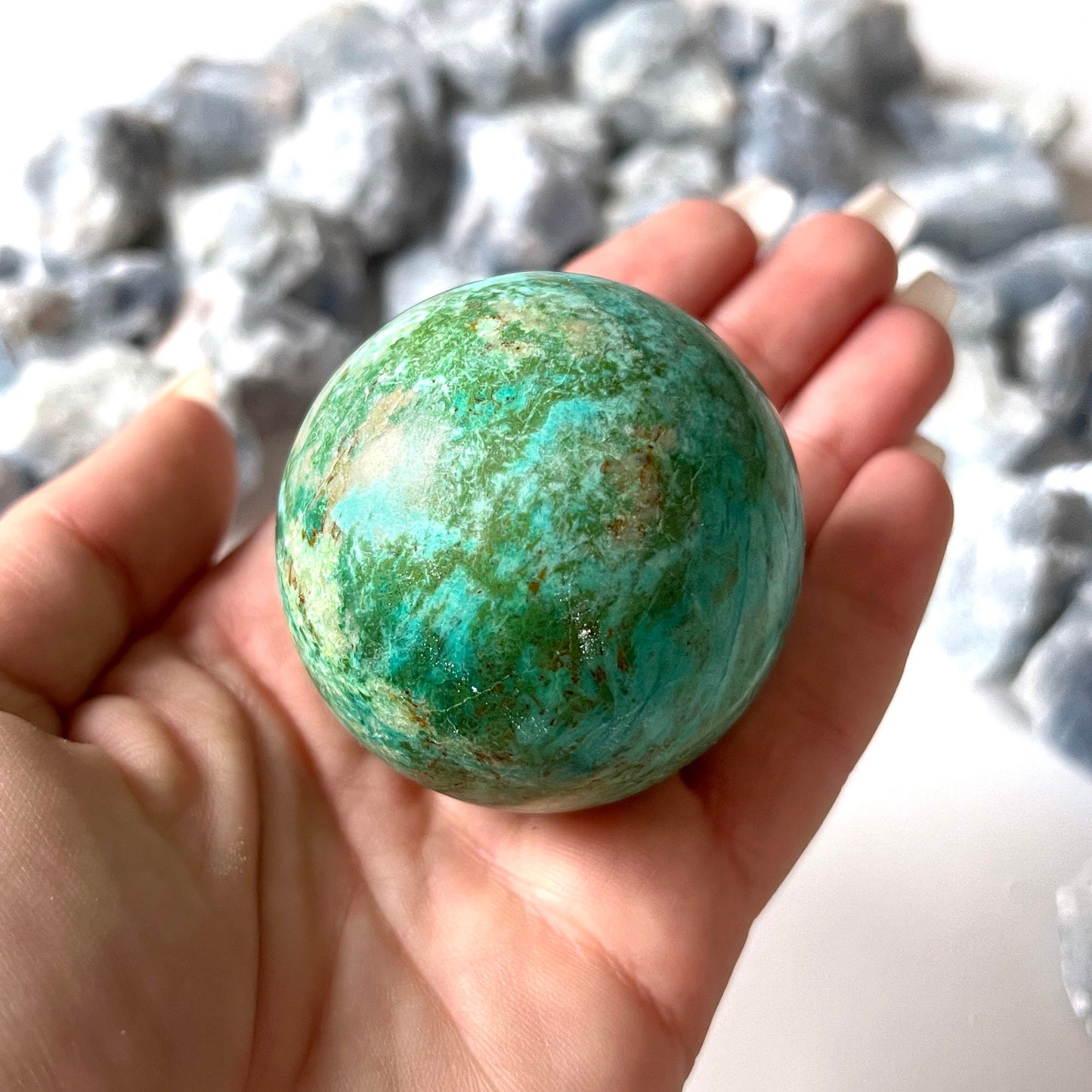 Chrysocolla Sphere 53mm | Crystal Ball | Communication | Personal Truth | Happiness | Transition + Change - Sole Luna